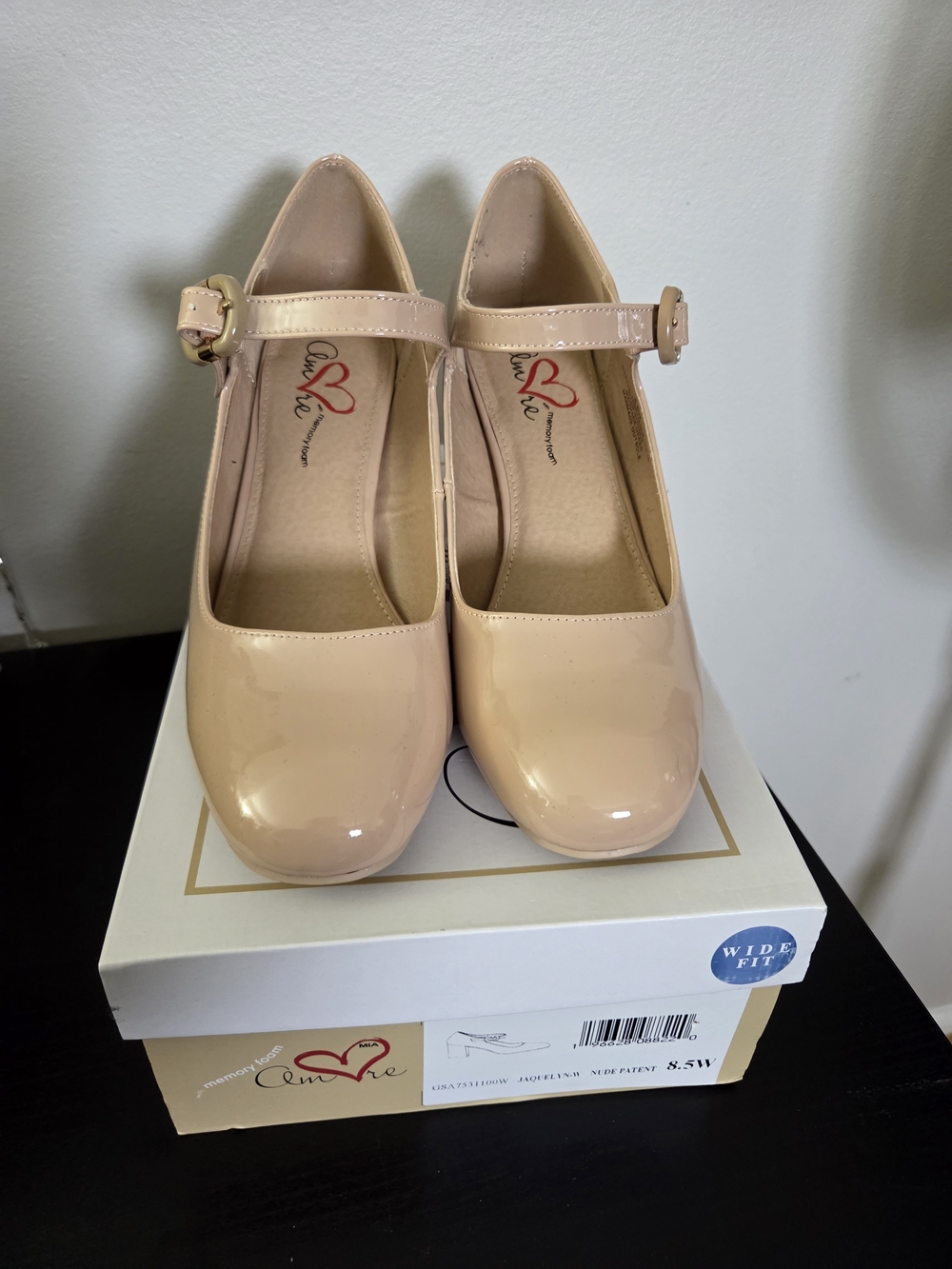 MIA Amore Patent Nude Mary Jane Block Heel Pumps 8.5 Wide - Picture 2 of 7